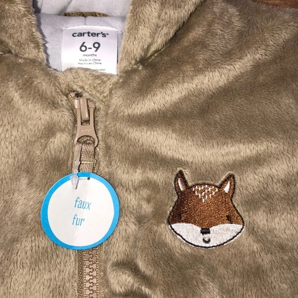 Carter’s 6-9 Months warm fox fleece pajama onesie